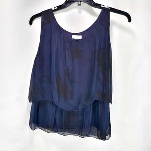 ♣️ 3/$20 H. Trend 100% silk blue & black tie dye blouse